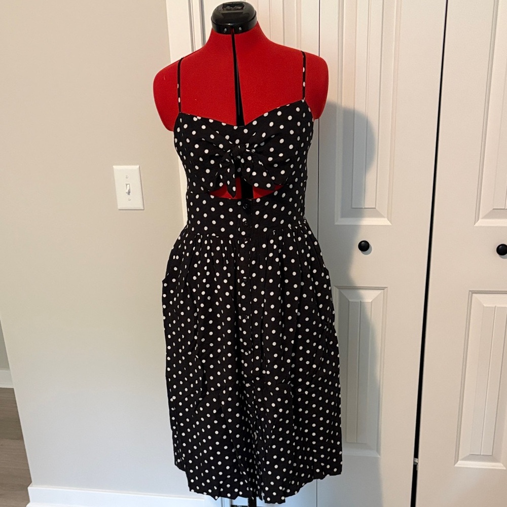 Xhilaration Black and White Polka Dot Midi Dress